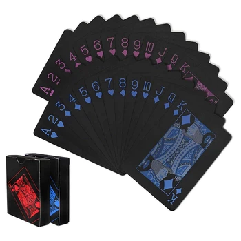 2 Palube Nepremočljiva Poker Karte, Plastični PVC Igralne Karte z šatulji kot Nalašč za zabavo in Igro, 1 Modra + 1 Rdeča