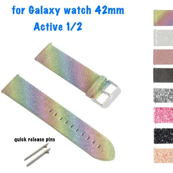 20 mm Bleščice Usnje Watchband za Samsung Galaxy Active2 40 mm 44 mm Galaxy Watch 42mm Aktivna 2 Zapestnica Pasu Pas za Orodje S2