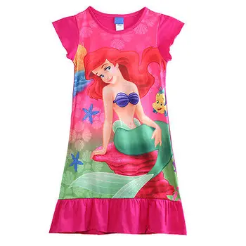 2017 Otrok Dekleta morska deklica ARIEL Princesa Bombaž Obleko Otroci Malčka Rose Red Pajama Nightdress 6-16Y