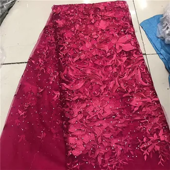 2018 Vijolično afriške čipke tkanine za poroko bela royal gold roza francoske čipke tkanine s kamni najnovejše til tkanine, čipke