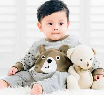 2019 Pozimi, Jeseni Baby Boy oblačila Dolgo sleeved Živali Risanka lion Majica Šport Novorojenčka Sweatsuit Za Otroke Plašč