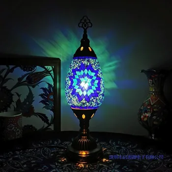 2020 Nova turška namizne Svetilke letnik art deco Obrtniški lamparas de mesa mozaik Stekla romantično posteljo svetlobe lamparas con mosaicos