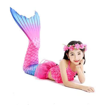 2020 Otroci morska deklica Rep za Dekleta Fancy Stranka Obleko Plavanje morska deklica Kopalke Lahko Dodate Ogrlica Očala Monofin