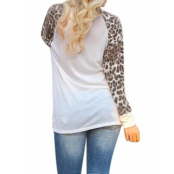 2020 Plus Velikost Ženske Obleke Pomlad Jesen Ženske T-shirt Casual Sexy Splice Leopard Velika Velika Velikost Dolg Rokav Vrh 2021