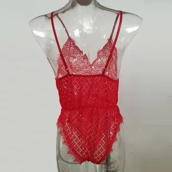 2020 Ženske Seksi Čipke Bodysuit Trak Proti-vrat brez Rokavov Combinaison Femme Votlih Iz Combinaison Kratek Femme Ženske, igralne obleke #0515