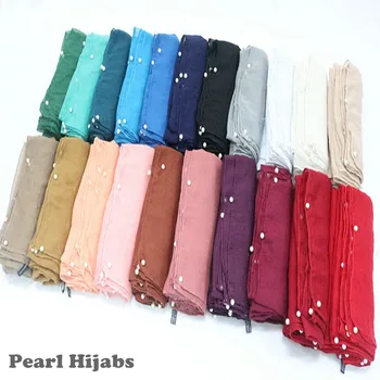 30 barvo pearl navaden hidžab šal trdna muslimanskih glavo mehko volie rute, šali, biseri oulard noge glušnika encharpe