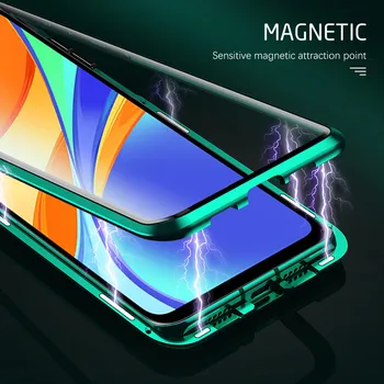 360° matel magnetni flip prevleke za xiaomi redmi9c redmy redme redmi 9c 9c c9 primeru dvostranski kaljeno steklo zaščitno coque