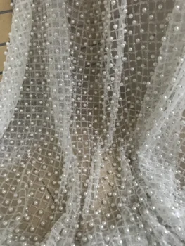 5 metrov prilepljena bleščice čipke tkanine na prodajo JIANXI.C-82219 bleščice mrežnega materiala s polno kroglice za večerno obleko