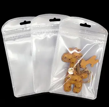 50pcs Bela Jasno Sebi Pečat Zadrgo Plastično Vrečko, trgovina na Drobno Embalažo Pack Bag Nakit Zip Lock Vrečko za Shranjevanje