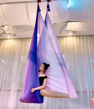 5M barvne Antenski Joga viseči mreži, Elastičnost Swing Večfunkcijsko Anti-gravitacije joga usposabljanje Pasovi