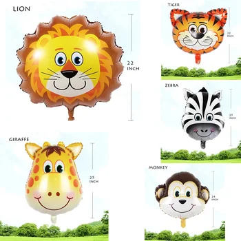 6 kos Safari Jungle Živali Balon 40 cm Folije Številka 1 Fant Prvi Rojstni dan Okraski za Divji Rojstni dan Baloni