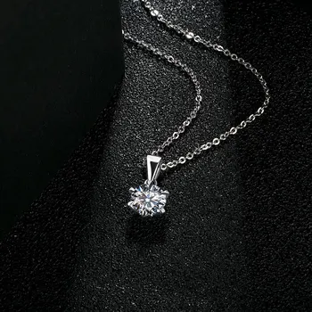 925 Srebro Rodij plating 1 Karat VVS1 Diamond Test Okroglo Obliko Moissanite Ogrlico, Obesek za Ženske Klasičnih Gemstone Ogrlica