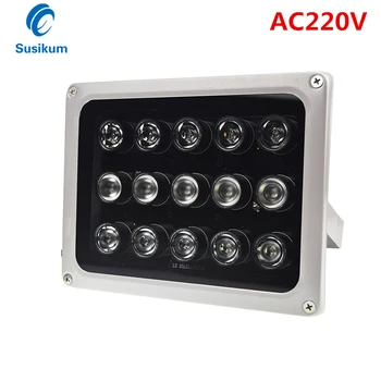 AC 220V 15Pcs Array IR infrardeča luč za ostrenje lučka CCTV Kamere Fill Light IR Prostem IP65 Vodotesen Night Vision for Camera