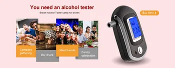 Alkohol Tester Strokovno Digitalni Breathalyzer Dih Analizator z Velikimi Digitalni LCD Zaslon 5 Kos Ustniki