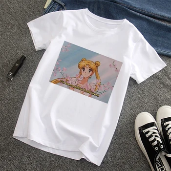 Anime Sailor Moon Tiskanja Poletje Novo Harajuku Zabavno Ljubek Modni Dodatki Kratkimi Rokavi Ženske T-Shirt Vrh