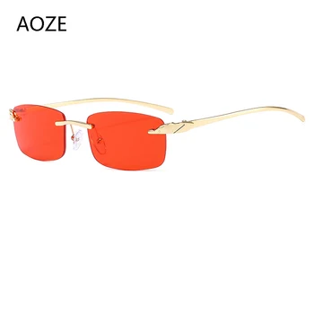 AOZE 2020 Letnik blagovne znamke oblikovalec brez obročev pravokotnik cheetah sončna očala žensko candy barve objektiv jasno, unisex sončna očala