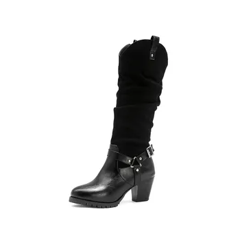 ASUMER 2020 nov modni visoke pete priložnostne čevlji ženske škornji zakovice naguban jeseni, pozimi kolena visoki škornji ženske big velikost 34-48