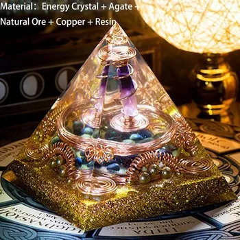 AURA REIKI Orgonite Vedeževanje Piramida Naravne Crystal Magnetno Polje Pretvornik Exorcise Zlih Duhov Piramida Smolo Obrti C0054