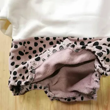 Baby Dekle Bodysuits Leopard Tiskanja Plišastih Eno-kos Baby Modni Vzorec Preplete Paket Malo Dekliška Oblačila