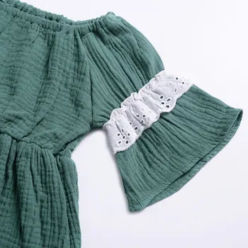 Baby Dekleta Oblačenja Poletje Priložnostne Baby Dekleta Flare Rokav Čipke Design Obleko Bombaž Otroci Sundress A26