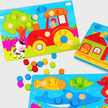 Barva Spoznavanja Odbor Montessori Izobraževalne Igrače Za Otroke, Lesene Igrače, Sestavljanke, Otroci Zgodnjega Učenja Barvo Ujemanje Igro