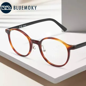 BLUEMOKY Acetat Krog Optičnih Očal Okvir za Moške, Ženske blagovne Znamke Oblikovalec Letnik Kratkovidnost Računalnik Optični Okviri za očala