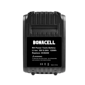 Bonacell 6.0 Ah DCB182 Zamenjava Baterije 20Volt Baterija Za DEWALT DCB200 DCB204 Li-Ion električno Orodje DCB180 DCB181 DCB182 XR L70