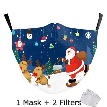 Božič Tiskanje Usta Masko Stroj za enkratno uporabo Zaščitne Maske S PM2.5 Filter Proti Prahu, Santa Claus Snežinka Elk Masko