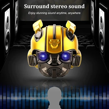Bumbar Čelada Bluetooth Zvočnik Fm Radio, Usb Mp3 TF Smart Subwoofer Modri Zob 5.0 Prenosni Mini Brezžična Stereo Zvočniki
