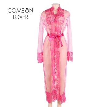 Comeonlover Dessous Seksi Prozorni Sleepwear Obleke Langerie Seksi Plus Velikost 5XL Dolge Čipke Nightgowns Perilo Haljo RI80507