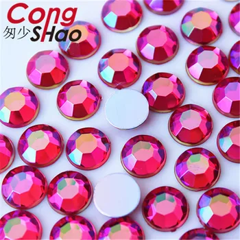 Cong Shao 200pcs 10 mm AB Pisane flatback kamni in kristali, Akril Krog Nosorogovo applique DIY kostum Dekoracijo YB656
