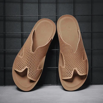 Diapozitivi mens sandali, luksuzni pravega usnja natikači italijanščina za poletne Visoke Kakovosti sandali 2020 zdrsne na lahki dihanje