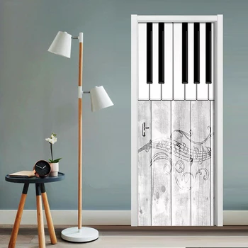 DIY 3D Vrata Nalepke Nordijska Klavirsko Glasbo Fotografijo za Ozadje Nepremočljiva PVC samolepilne Plakat, Dnevna Soba, Spalnica Vrata Dekor Zidana