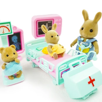 DIY komplet za otroke rojstni dan darilo igrača medved, zajec, igrače, pohištvo 1/12 zajec gozdnih živali družino bolnišnici set
