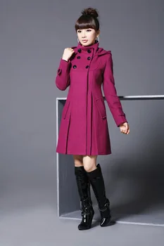 Dolgi zimski plašč ženske črna sobretudo poncho casaco feminino abrigos mujer invierno manteau ženski rdeči suknji manteau femme