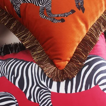 Doma Dekorativni Kavč Vrgel Blazine Preprosta sodoben flanela tiskanje zebra resast čipke prevleke kavč, blazine pokrov