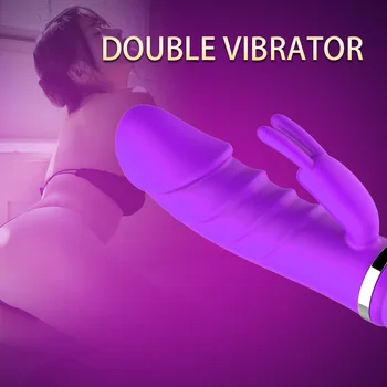 Dvojno Penetracijo Realistični Vibrator Rabbit Vibrator Penis Adult Sex Igrače za Ženske Vagine, Klitoris Izdelke, povezane s spolnostjo Pralni Trgovina Falos