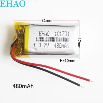 EHAO 101731 3,7 V 480mAh Litij-Polimer LiPo Baterijo za ponovno Polnjenje celic Za Mp3, GPS pametno gledati zvočnik