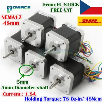 [EU PROST DDV] 5Pcs NEMA17 48 mm 17HS8401 CNC Koračnih Motornih 78 Oz-v 1.8 stopil motor za CNC Usmerjevalnik 3D Printer Graviranje