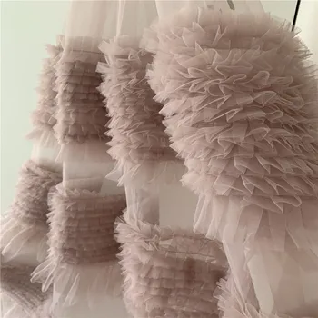 Francoski Čipke 3D Poročno Obleko DIY Poročne Headdress nude pink Čipke Tkanine za dvorišče