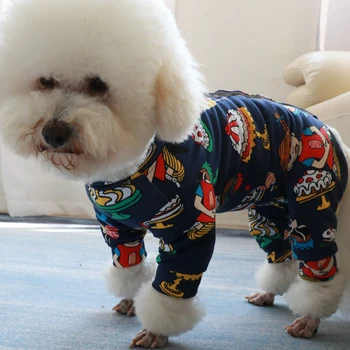 Hišni Pes Jumpsuit Tanke Bombaž Psiček Obleko Tiskanih Obleke Za Majhne Pse Elastično Zaščito Trebuh Pižamo Pudelj Domačo Rabo