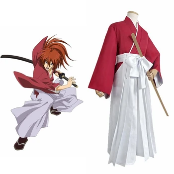 Japonski Slog Anime Himura Kenshin Cosplay Kostum Kimono Halloween Party Fancy Samurai Kendo Oblačila Iz Top Hlače Pas