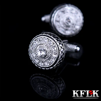 KFLK Nakit blagovne Znamke Kristalov Modne Zapestnice povezavo na Debelo Gumb Visoke Kakovosti Retro francoski majica zapestne gumbe za moški gostje
