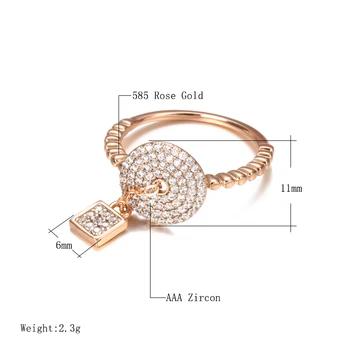 Kinel Luksuzni Nevesta Poročni Zaklepni Obroček Mikro Vložki Zajeti Naravnih Cirkon Obroči Ženske 585 Rose Gold Ring Fine Nakit Dodatki