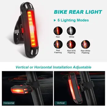 Kolo Nastavite Svetlobno Močan Izposoja Žarometov + Rep Svetlobe USB Polnilna LED Spredaj Nazaj Zadnje Luči Cestno Svetilko