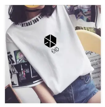 Kpop EXO iste ženske ohlapne majice t k-pop Krog vratu Harajuku Študent pol rokav vrhovi T-shirt poletje moda bombaž tshirt