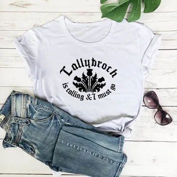 Lallybroch kliče in moram Natisnjeni Nov Prihod Žensk Smešno Priložnostne Bombaža T-shirt Outlander zgleduje Majice