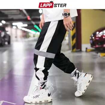LAPPSTER Moških Ulične Reflektivni Joggers Hlače 2020 Človek korejski Moda Hip Hop Sweatpants Nekaj Strani Progastih Hlač 5XL