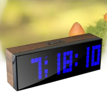 Led Lesena Ura Digitalna Lesa Steno Watch Velik Zaslon Dvojni Alarm Watch Postelji Dremež Kuhinjski Timer Urad Temperatura Datum timer
