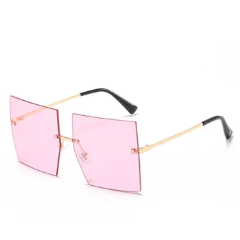 Luksuzne blagovne Znamke 90 Rimless sončna Očala Ženske Oversize Odtenkih Za Ženske Kovinskim Okvirjem Kvadratnih sončna Očala za Ženski Trend oculos UV400